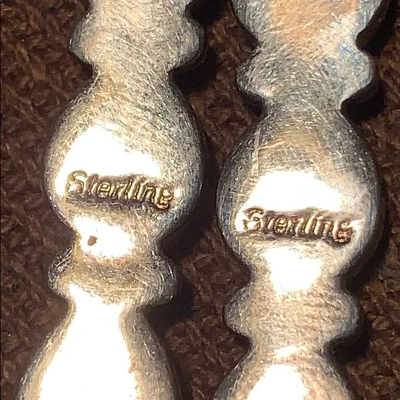 Sterling green turquoise 3 teardrops dangling - Picture 7 of 10